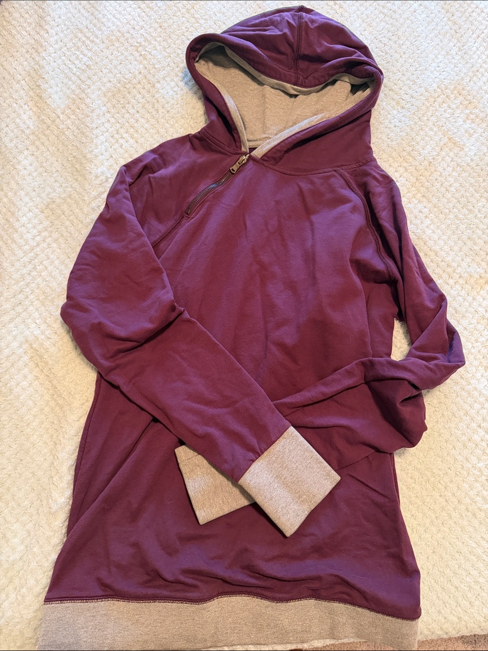 Women's Hooded Sweater Vest - Plum with Contrast Trim